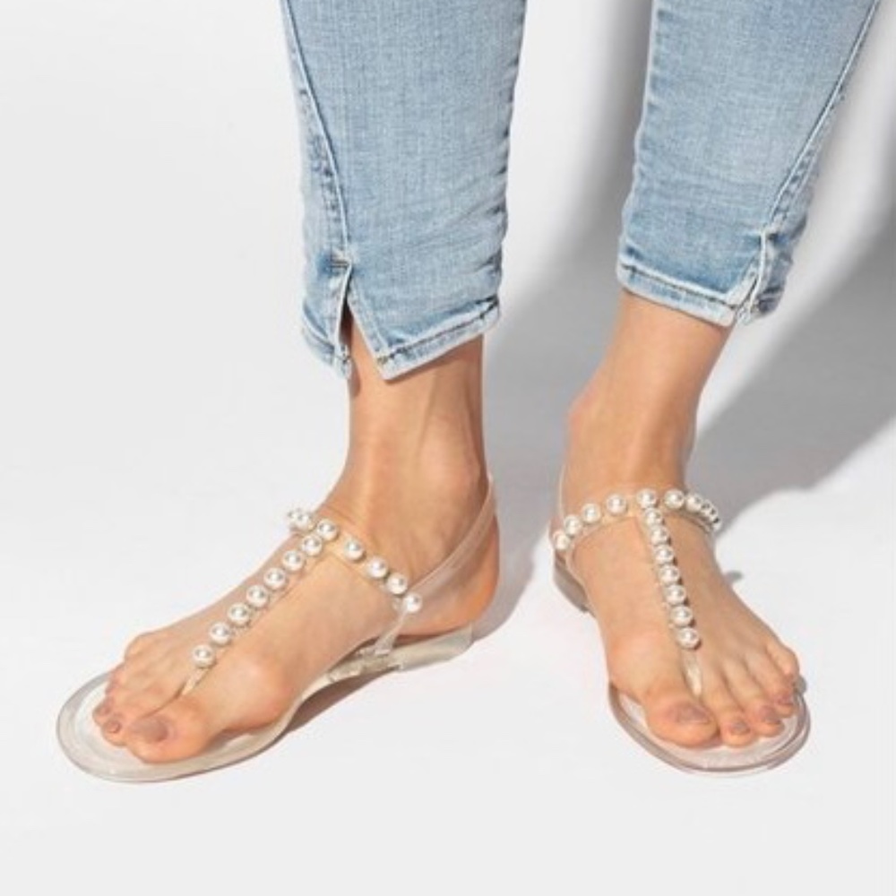 Stuart Weitzman Goldie Jelly Sandals Clear (New)